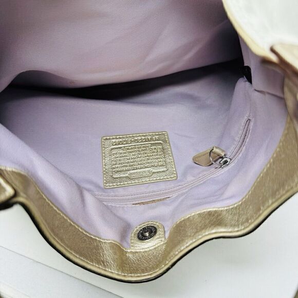 COACH Soho Buckle Gold Bone White Leather Hobo Shoulder Handbag - Picture 9 of 10